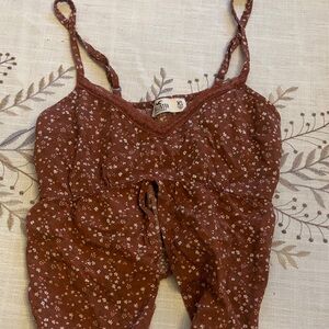 Hollister Brown Floral Spaghetti Strap Top